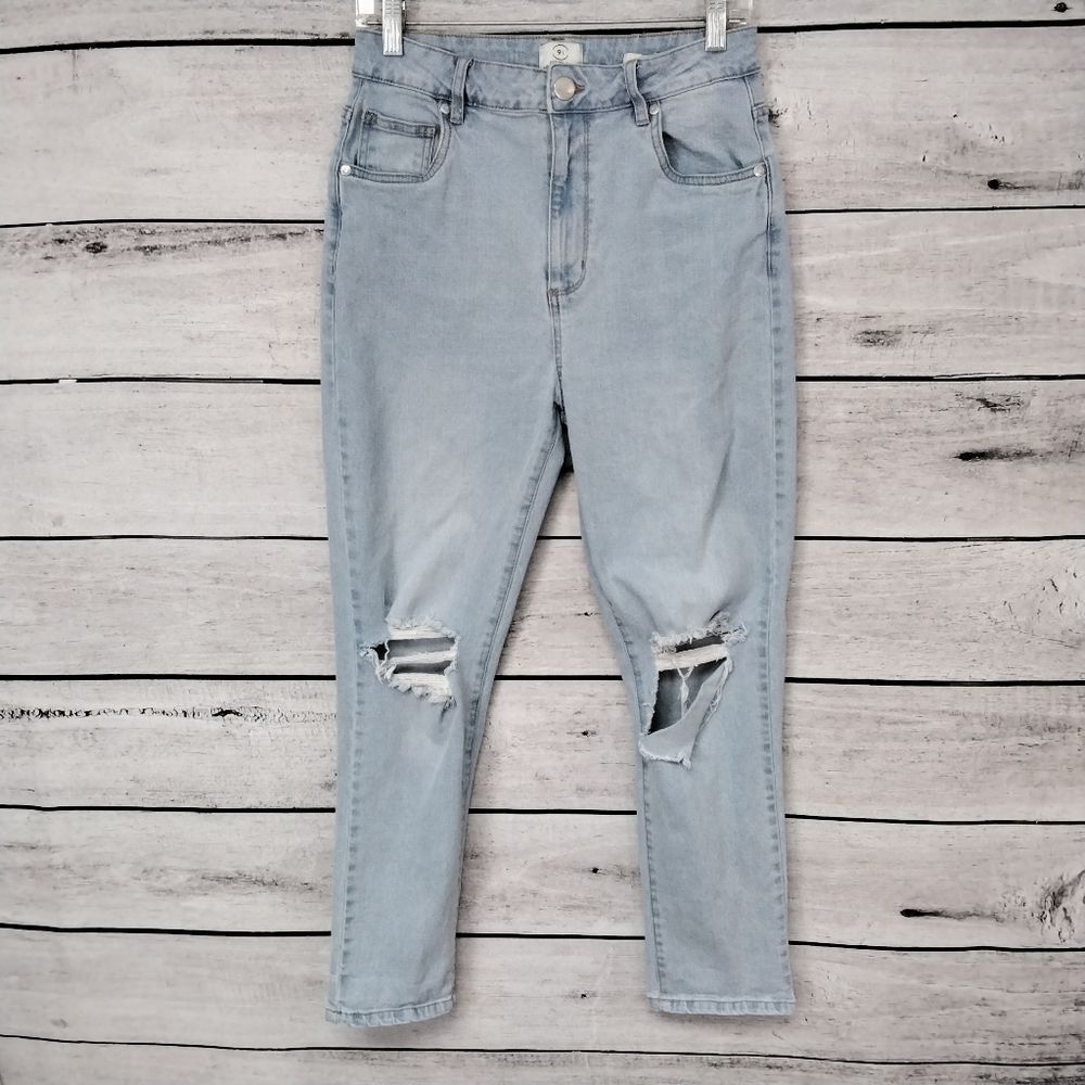 Jeans Cotton On 91 Lightwash Highrise Distressed Sz 8 Country Western Urban